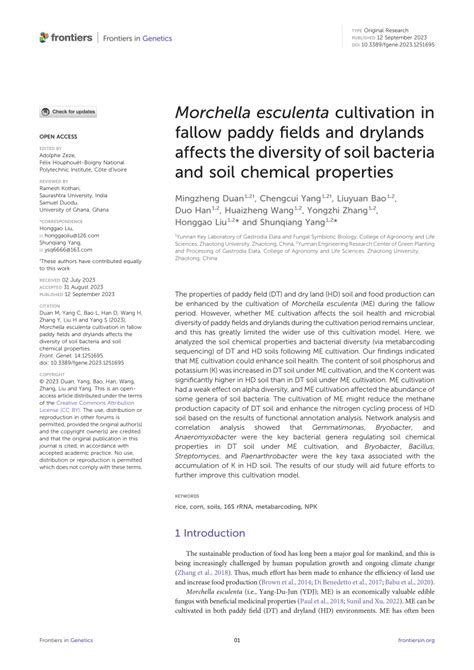 (PDF) Morchella esculenta cultivation in fallow paddy fields and ...