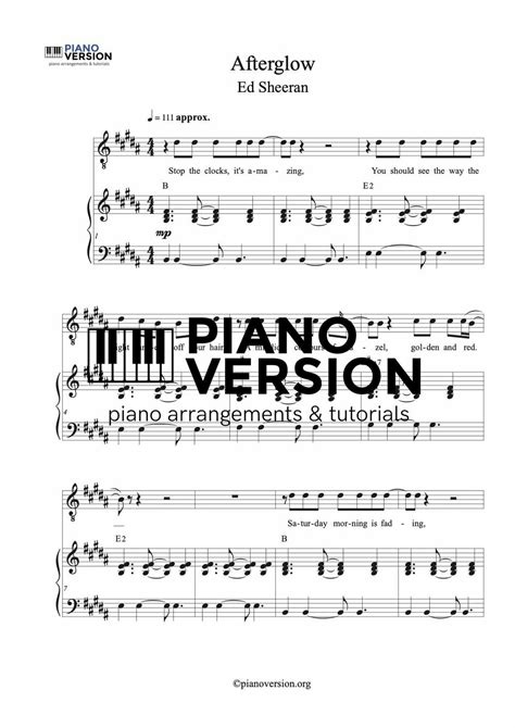 AFTERGLOW by Ed Sheeran - Piano Sheet Music