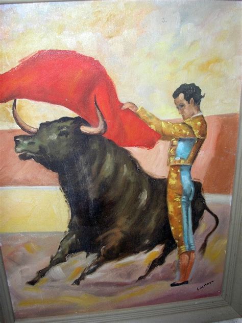 Vintage Mid Century Matador Painting S.deMeza by gumlogmercantile