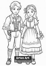 Lederhosen And Dirndl Coloring Page  Lederhosen Coloring Pages sketch template