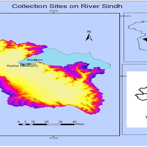 Map representing different selected sites of river Sindh | Download ...