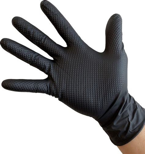 Buy KingSeal UltraBlack PRO-3D Nitrile Exam Gloves, 8 MIL, Diamond-Texture Grip, Various Sizes ...