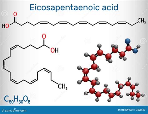 Eicosapentaenoic Acid, EPA, Icosapentaenoic Acid, Icosapent Molecule. Structural Chemical ...