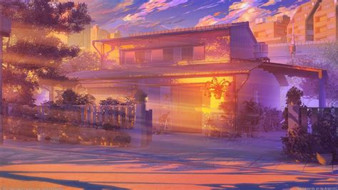 Himitsu House sunset by arsenixc Landscape Wallpaper, Scenery Wallpaper, Art Wallpaper, Anime ...