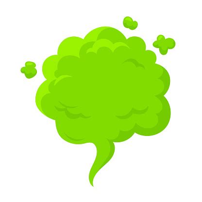 Bad Smell Fart Cloud Green Smelly Toxic Cloud In Cartoon Style Comic Smoke Illustration Of ...