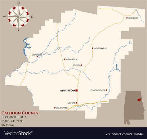 Map of calhoun county in alabama Royalty Free Vector Image