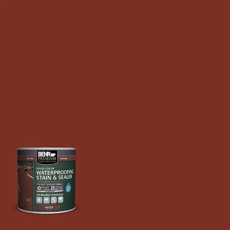 BEHR Premium 8 oz. #SC-330 Redwood Solid Color Waterproofing Exterior Wood Stain and Sealer ...