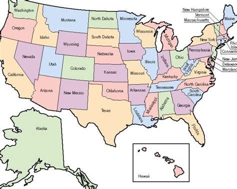 Labeled map of us states