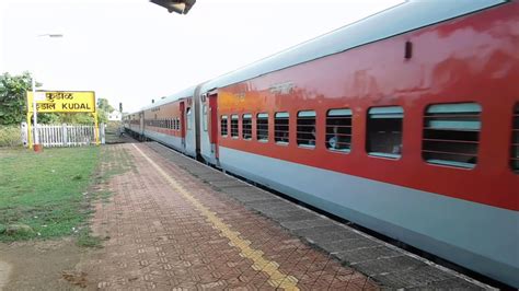 01066 Ernakulam - Mumbai CST Special LHB Train Entering Kudal Station : Konkan Railways - YouTube