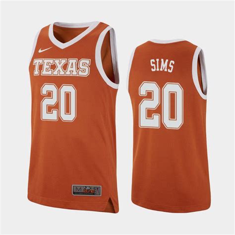 Texas Longhorns Jericho Sims Texas Orange Replica Men's College ...