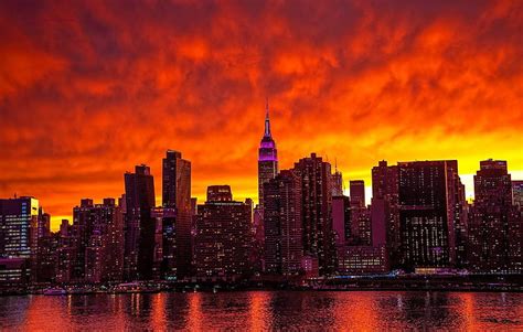 HD wallpaper: New York City, Manhattan, USA, skyscrapers, buildings, bay, dusk | Wallpaper Flare
