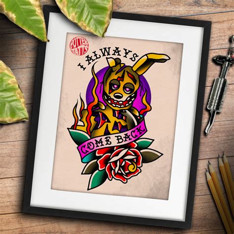 Springtrap William Afton FNAF Tatouage Traditionnel Flash Art Print ...