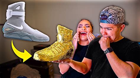 Turning Husbands Nike Air Mags Gold! - YouTube