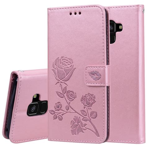 Galaxy A8 Plus 2018 Case, Samsung Galaxy A8+ 2018 Case, Allytech [Embossed Rose Series] Folding ...