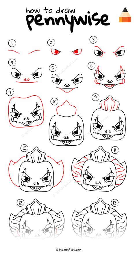 Learn How To Draw Pennywise the Clown with this step-by-step tutorial ...