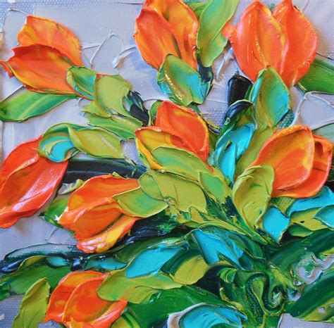 Oil Painting Orange Tulips Impasto Painting by IronsideImpastos