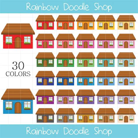 House Clipart, Colorful Houses Clipart, Rainbow Houses Clipart, Houses ...