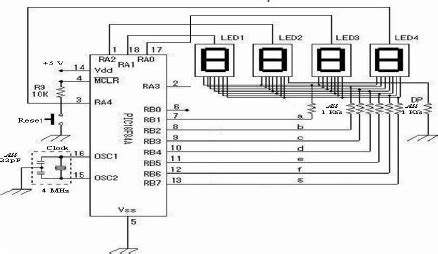 Circuit diagram of the control unit with the four seven segment LED ...