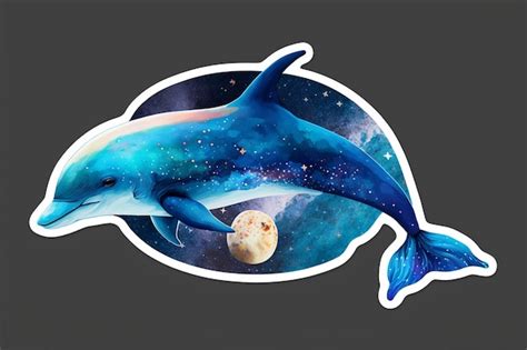 Premium AI Image | A blue dolphin with a planet in the background