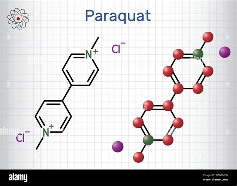 Paraquat, methyl viologen molecule. It is herbicide, pesticide. Structural chemical formula ...