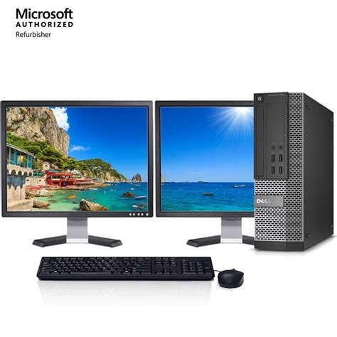 Dell Dual Monitor Computer Bundle Intel i5 3.1GHz 8GB 1TB with 2x 22" LCD's Wifi Windows 10 ...