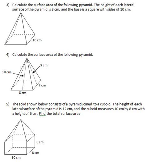 Find the surface area of solids (III) (Worksheets and Solutions)