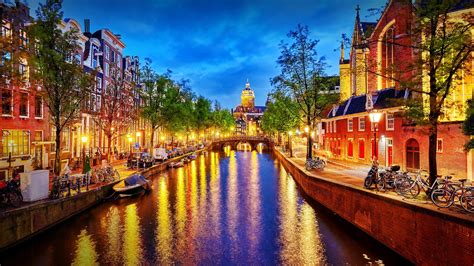 City Night River Amsterdam HD Travel Wallpapers | HD Wallpapers | ID #55235