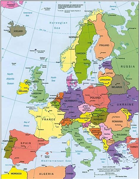 Labeled map of europe