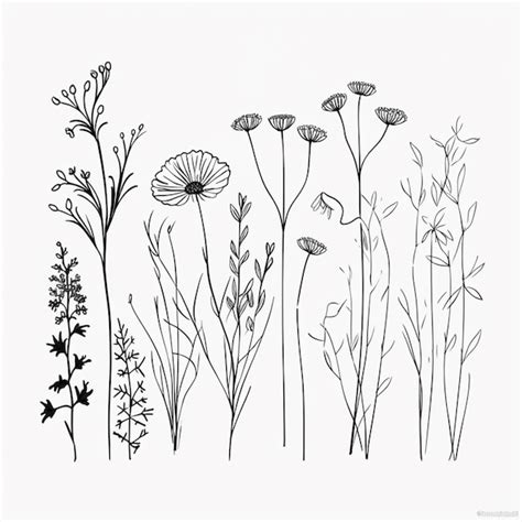 Wildflower Drawing Images - Free Download on Freepik