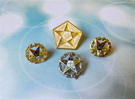 Order of the Eastern Star Pin Lot, Vintage Masonic 25 and 50 Year Badges, Secret Society Pins ...