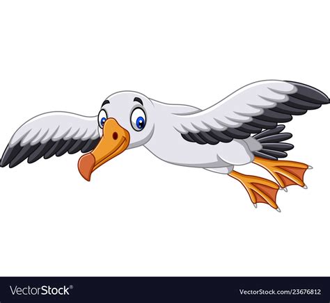 Cartoon albatross flying Royalty Free Vector Image