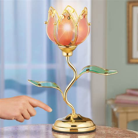 Flowering Tulip Glass Touch Sensitive Bedside Table Lamp | Collections Etc.