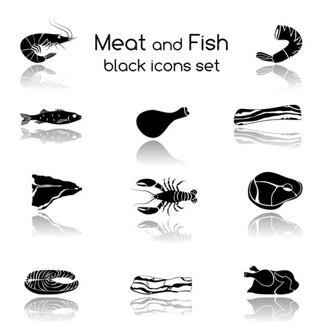 Fish and Meat Black Icons 437020 Vector Art at Vecteezy