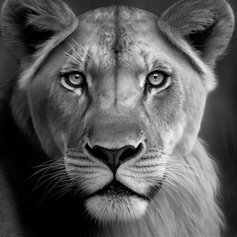 Female Lion Black and White AI Digital Download Digital Art Animal ...