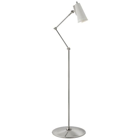 Antonio Articulating Floor Lamp in Polished Nickel with Antique White Shade | Floor lamp, Modern ...