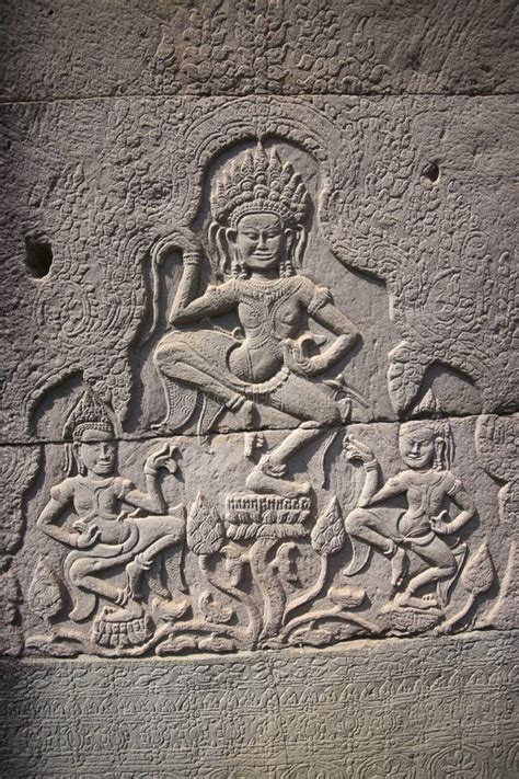 Three Dancing Apsara On The Wall In Angkor Wat Stock Image - Image of ...