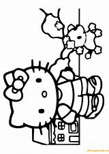 Hello Kitty Playing With Dog Coloring Page  Free Printable Pages sketch template