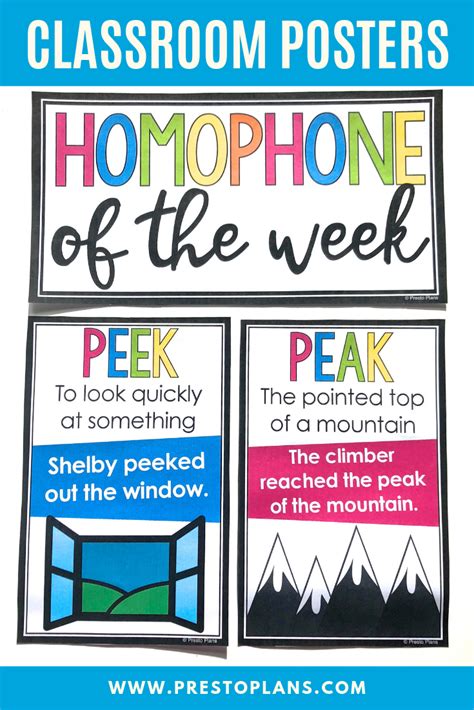 HOMOPHONE POSTERS | Elementary reading, Art lessons elementary, Problem ...