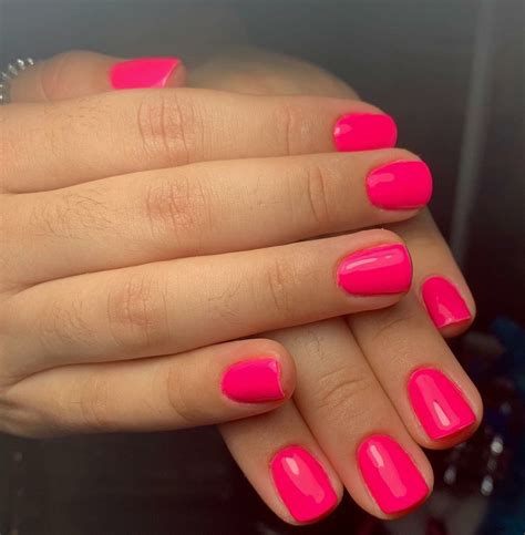 Neon pink | Powder nails, Bright pink nails, Dipped nails