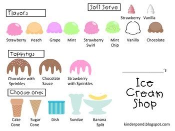 Ice Cream Shop Menu by Kinderpond | TPT