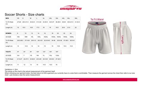 Soccer Shorts Size Chart - Ussports Download Printable PDF | Templateroller