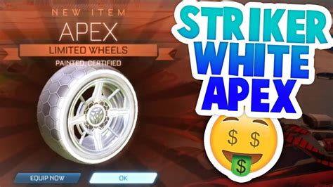 GETTING STRIKER WHITE APEX! | MOST EXPENSIVE WHEEL (ROCKET LEAGUE BEST ...