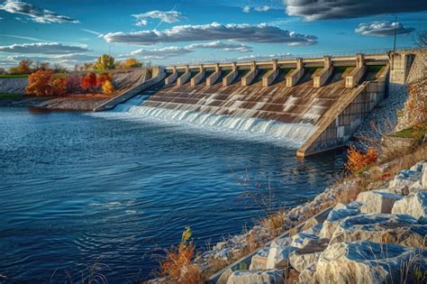 Premium Photo | Red Rock Dam on Des Moines River Lake Red Rock