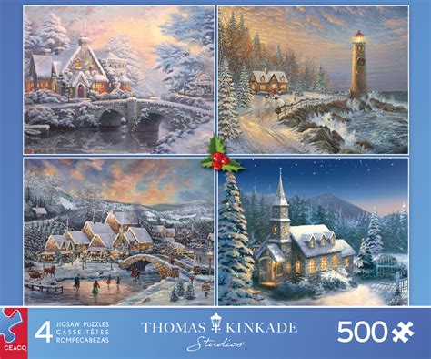 Thomas Kinkade Holiday 4 in 1 Puzzle Set – Ceaco.com