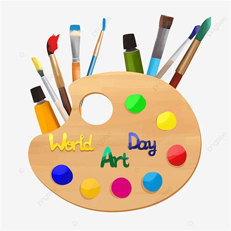 회화 도구 일러스트 Paggeon Dish Brush World Art Day 물감, 세계 예술의 날, 미술, 제전 PNG ...