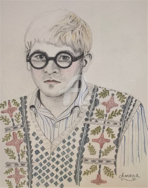 Portrait de David Hockney Zeichnungen von Amena Nathan | Artmajeur