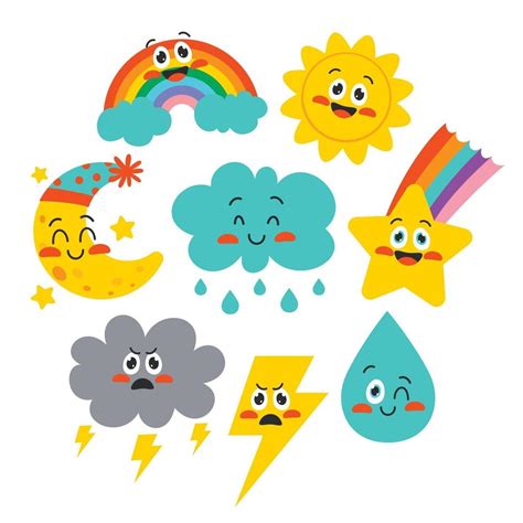 Cute Cartoon Weather Characters Posing 2886513 Vector Art at Vecteezy