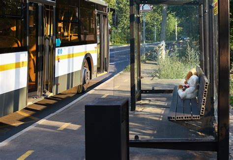 Premium Photo | Bus stop with bus and passengers funny photo summer day ...