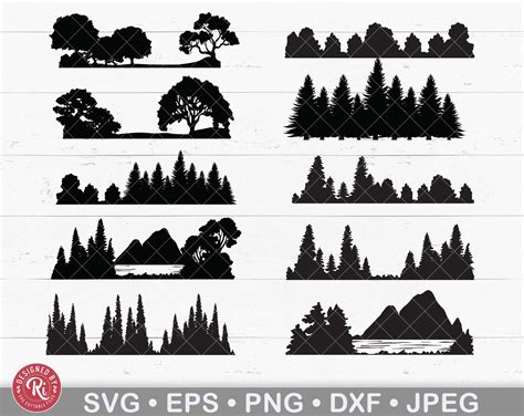 Tree Line Silhouette Svg Forest Trees Pine Tree Treeline - Etsy