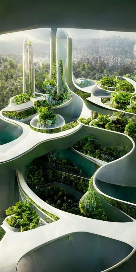 AI envisions futuristic sustainable city with biophilic skyscrapers Biophilic Architecture ...